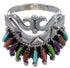 Silver And Multicolor Needlepoint Ring Size 6-3/4 PX43577